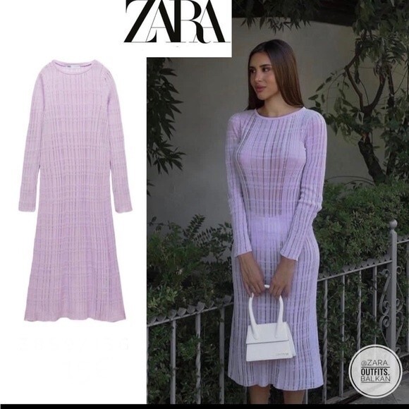 ZARA SEMI-SHEER KNIT TUNIC DRESS - Picture 1 of 7